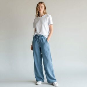 Velvet Heart Blue Chambray Wide Leg Jeans